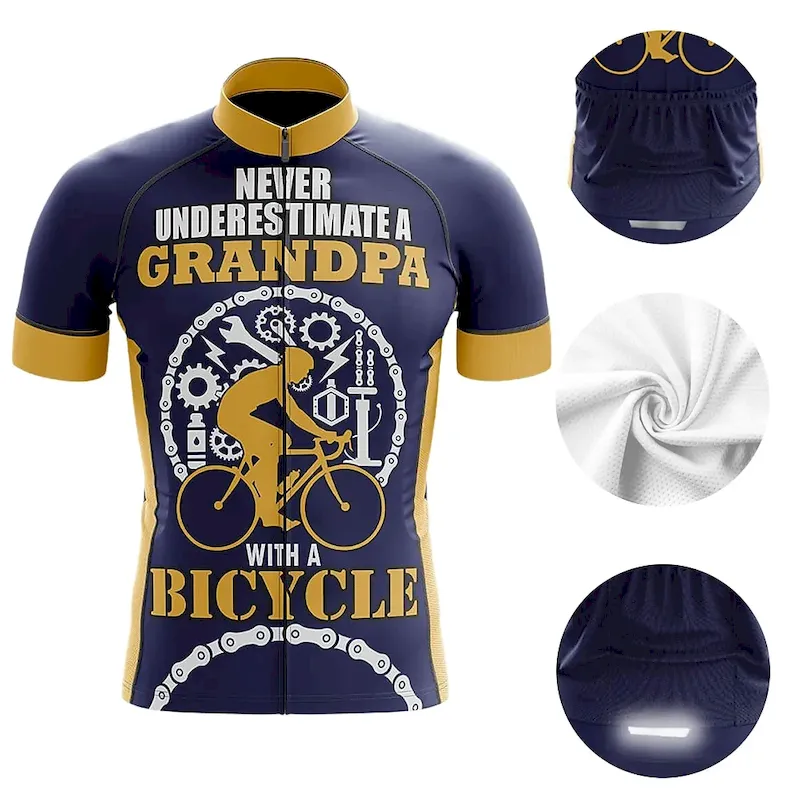 aacwlf1644904033288.webp Men's Cycling Jersey Graphic Letter & Number Funny Short Sleeve Bike Jersey Top with 3 Rear Pockets Mountain Bike MTB Road Bike Cycling Quick Dry Soft Reflective Strips Back Pocket Sports Black White - Image 1