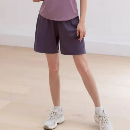 Women's Workout Activewear Sports Shorts Zip Up Pocket High Waist Gym Running Yoga Bottoms Solid Color Black Purple Sports Activewear Loose Fit - Image 3