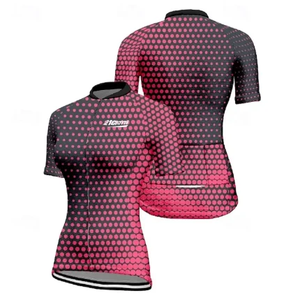 Women's Cycling Jersey Polka Dot Short Sleeve Bike Tee Tshirt Jersey with 3 Rear Pockets Mountain Bike MTB Quick Dry Anatomic Design Wicking Breathable Sports Pink Blue Dark Green Clothing Apparel - Image 3