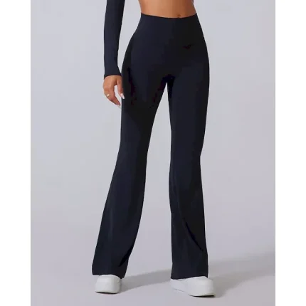 Women's pilates leggings fitness pants sport pants Flared Lightweight Pilates Running Fitness Pants Solid Color Dark Grey Black White Fall Winter Sports Activewear Micro-elastic - Image 8