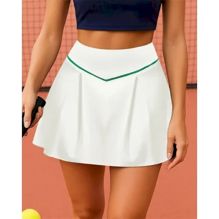 Women's Color Block Tennis Skirts Pleated Sweat-Wicking Moisture Wicking Breathable Tennis Golf Pickleball White Dark Blue Tennis Clothing - Image 4