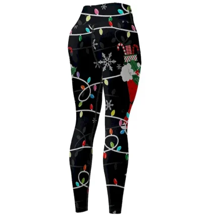 Women's Yoga Pants Butt Lift Tummy Control High Waist Gym Workout Running Fitness Cropped Leggings Christmas Merry Christmas Black Fall Sports Activewear High Elasticity - Image 6