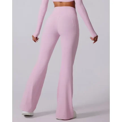 Women's pilates leggings fitness pants sport pants Flared Lightweight Pilates Running Fitness Pants Solid Color Dark Grey Black White Fall Winter Sports Activewear Micro-elastic - Image 4