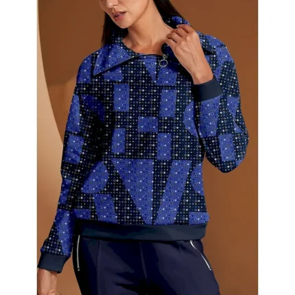 Women's Golf Pullover Sweatshirt Navy Blue Long Sleeve Top Ladies Golf Attire Clothes Outfits Wear Apparel - Image 5