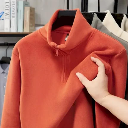 Women's Zip Up Top Polar Fleece Sweatshirt Long Sleeve Top Athleisure Solid Colored Polar Fleece Soft Warm Gym Outdoor Running Sportswear Activewear Black White Orange - Image 7