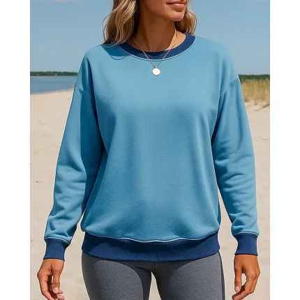 Women's Pullover Sweatshirt Casual Tops Long Sleeve Top Casual Athleisure Fall Color Block Outdoor Travel Sports Sportswear Activewear Apricot Wine Red Black - Image 3