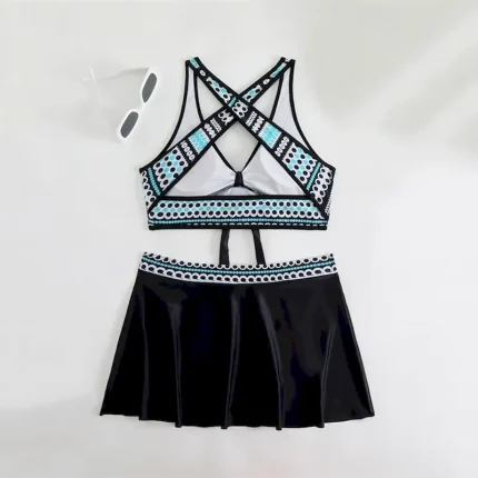 Women's Tankini Two Piece Swimsuit Backless Swimwear Patchwork Swimwear Black Yellow Breathable Quick Dry Lightweight Sleeveless - Swimming Surfing Beach Summer Spring - Image 4