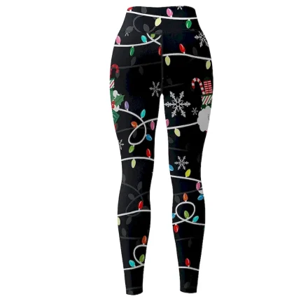 Women's Yoga Pants Butt Lift Tummy Control High Waist Gym Workout Running Fitness Cropped Leggings Christmas Merry Christmas Black Fall Sports Activewear High Elasticity - Image 5