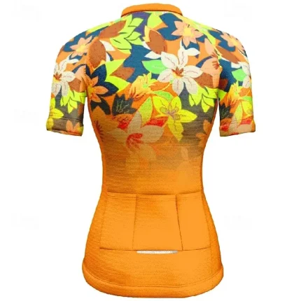 Women's Cycling Jersey Gradient Flower Short Sleeve Bike Tee Tshirt Jersey with 3 Rear Pockets Mountain Bike MTB Quick Dry Anatomic Design Wicking Breathable Sports Pink Purple Fuchsia Clothing - Image 8