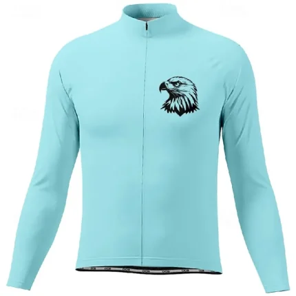Men's Cycling Jersey Eagle Long Sleeve Bike Tee Tshirt Jersey with 3 Rear Pockets Mountain Bike MTB Quick Dry Anatomic Design Wicking Breathable Sports Dark Pink White Pink Clothing Apparel - Image 6