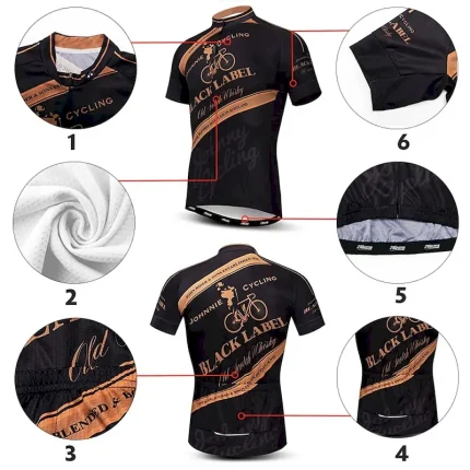 Men's Cycling Jersey Geometric Patterned Geometry Short Sleeve Bike Jersey Top with 3 Rear Pockets Mountain Bike MTB Road Bike Cycling Quick Dry Front Zipper Back Pocket Moisture Wicking Sports - Image 4