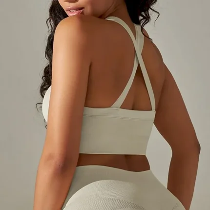 Women's Light Support Sports Bra Running Bra Open Back Cross Back Bra Top Padded Fitness Leisure Sports Running Breathable Lightweight Soft Black White Dark Gray Solid Colored