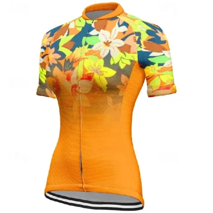 Women's Cycling Jersey Gradient Flower Short Sleeve Bike Tee Tshirt Jersey with 3 Rear Pockets Mountain Bike MTB Quick Dry Anatomic Design Wicking Breathable Sports Pink Purple Fuchsia Clothing - Image 7
