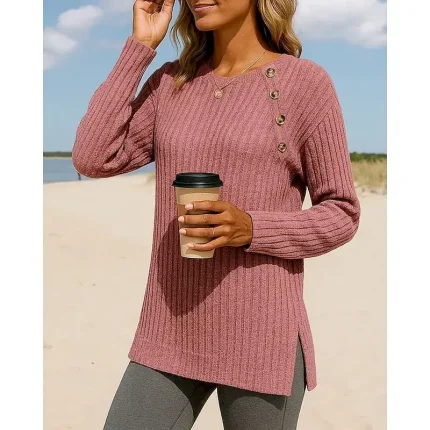 Women's Pullover Sweatshirt Casual Tops Textured Long Sleeve Tee Tshirt Casual Athleisure Fall Solid Colored Breathable Outdoor Travel Sports Sportswear Activewear Wine Red Black Pink - Image 3