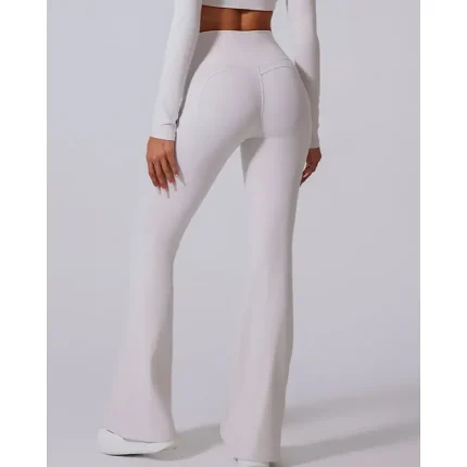 Women's pilates leggings fitness pants sport pants Flared Lightweight Pilates Running Fitness Pants Solid Color Dark Grey Black White Fall Winter Sports Activewear Micro-elastic - Image 7