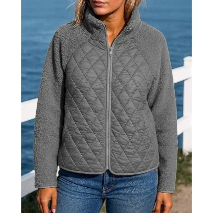 Women's Fleece Jacket Winter Coat Puffer Jacket Zip Up Long Sleeve Top Athleisure Solid Colored Windproof Warm Outdoor Travel Sports Sportswear Activewear Black White Pink - Image 7