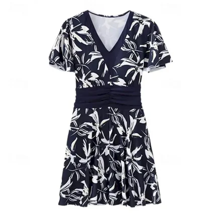 Women's Rash Guard Bathing Suit Swimwear Swimwear White Dark Blue UV Protection Tummy Control Surfing Beach Vacation Summer - Image 4