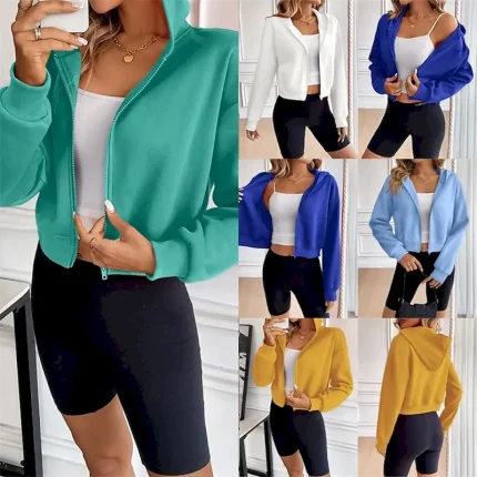 Women's Zip Up Hoodie Hooded Jacket Zipper Pocket Long Sleeve Top Athleisure Fall Solid Colored Windproof Sportswear Activewear White Yellow Royal Blue