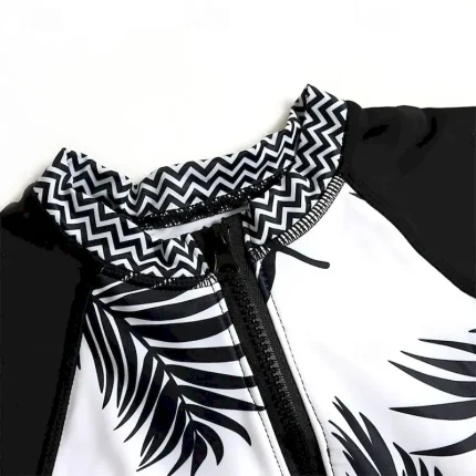 Women's Rash Guard One Piece Swimsuit Floral Tropical UV Sun Protection UPF50+ Quick Dry Spandex Long Sleeve Bathing Suit Front Zip Surfing Beach Water Sports Summer - Image 7