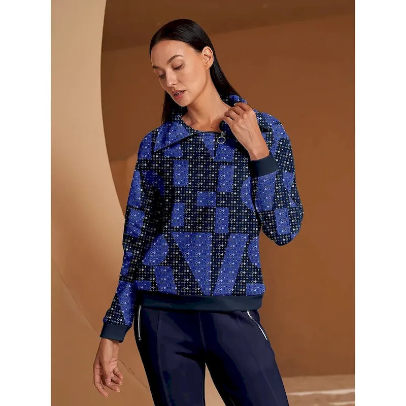 jgornn1762505018152.webp Women's Golf Pullover Sweatshirt Navy Blue Long Sleeve Top Ladies Golf Attire Clothes Outfits Wear Apparel - Image 1