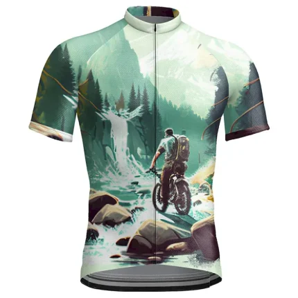 Men's Cycling Jersey Graphic Short Sleeve Bike Jersey Top with 3 Rear Pockets Mountain Bike MTB Road Bike Cycling Quick Dry Reflective Strips Back Pocket Moisture Wicking Sports Yellow Blue Dark Green - Image 8