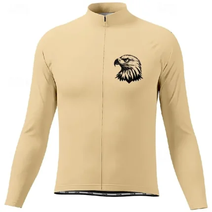 Men's Cycling Jersey Eagle Long Sleeve Bike Tee Tshirt Jersey with 3 Rear Pockets Mountain Bike MTB Quick Dry Anatomic Design Wicking Breathable Sports Dark Pink White Pink Clothing Apparel - Image 3