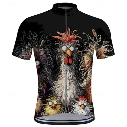 Men's Cycling Jersey Animal Short Sleeve Bike Tee Tshirt Top with 3 Rear Pockets Mountain Bike MTB Road Bike Cycling Quick Dry Front Zipper Wicking Sports Black White Yellow Clothing Apparel - Image 8