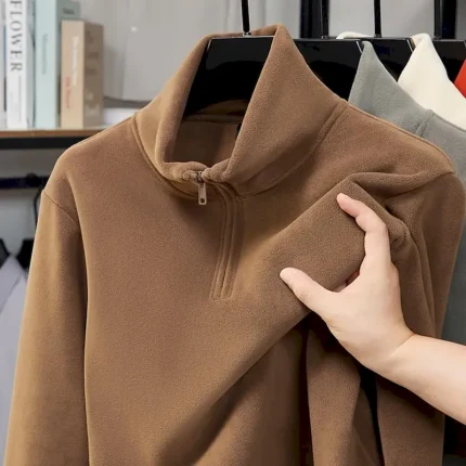 Women's Zip Up Top Polar Fleece Sweatshirt Long Sleeve Top Athleisure Solid Colored Polar Fleece Soft Warm Gym Outdoor Running Sportswear Activewear Black White Orange - Image 3