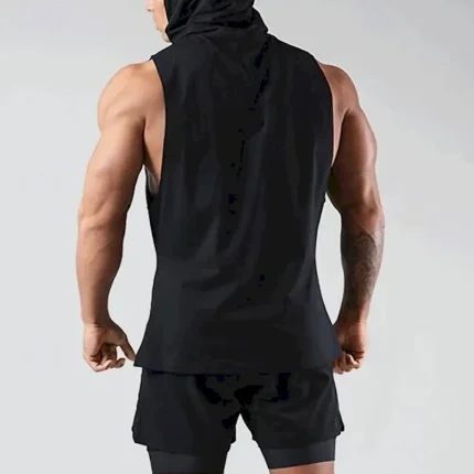 Men's Workout Tank Top Running Tank Top Gym Tank Top Sleeveless Vest / Gilet Casual Athleisure Solid Colored Cotton Quick Dry Soft Breathable Gym Workout Walking Jogging Sportswear Activewear Black - Image 4