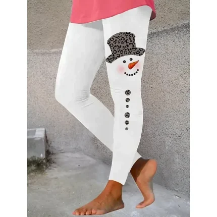 Women's Christmas Leggings Moisture Wicking Yoga Fitness Tennis Tights Stretchy Spandex Winter Sports Activewear Cropped Leggings - Image 8