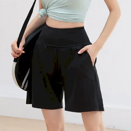 Women's Workout Activewear Sports Shorts Zip Up Pocket High Waist Gym Running Yoga Bottoms Solid Color Black Purple Sports Activewear Loose Fit - Image 4