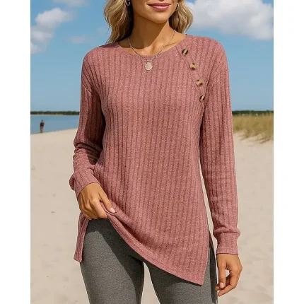 Women's Pullover Sweatshirt Casual Tops Textured Long Sleeve Tee Tshirt Casual Athleisure Fall Solid Colored Breathable Outdoor Travel Sports Sportswear Activewear Wine Red Black Pink