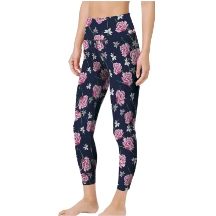 Women's Yoga Pants Butt Lift Tummy Control High Waist Gym Workout Running Fitness Cropped Leggings Floral Pink Brown Green Fall Sports Activewear High Elasticity - Image 3