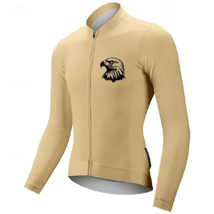 Men's Cycling Jersey Eagle Long Sleeve Bike Tee Tshirt Jersey with 3 Rear Pockets Mountain Bike MTB Quick Dry Anatomic Design Wicking Breathable Sports Dark Pink White Pink Clothing Apparel - Image 4