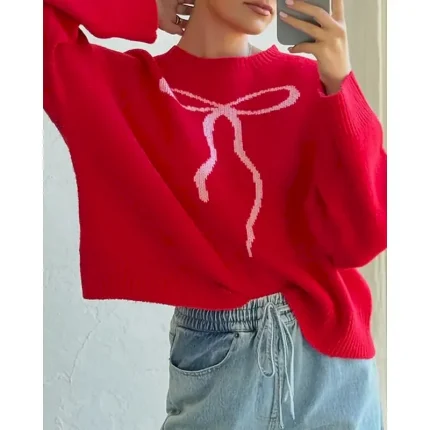 Christmas Women's Casual Tops Pullover Sweater Long Sleeve Top Athleisure Graphic Soft Warm Outdoor Holiday Sportswear Activewear Apricot Pink Red