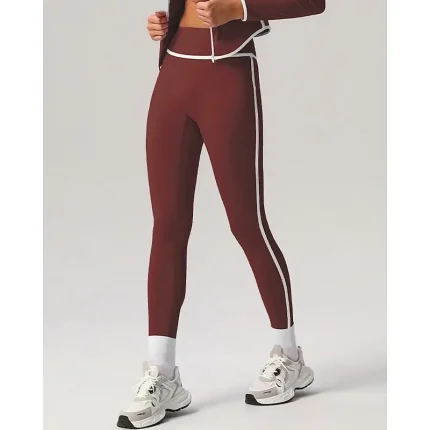 Women's Running Pants Cropped Leggings High Waist Bottoms Athleisure Gym Workout Quick Dry Tummy Control Workout Athletic Running Tight Fit Sportswear Activewear Solid Colored Black Wine Blue - Image 4