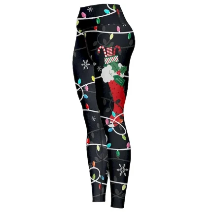 Women's Yoga Pants Butt Lift Tummy Control High Waist Gym Workout Running Fitness Cropped Leggings Christmas Merry Christmas Black Fall Sports Activewear High Elasticity - Image 4