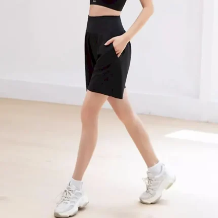 Women's Workout Activewear Sports Shorts Zip Up Pocket High Waist Gym Running Yoga Bottoms Solid Color Black Purple Sports Activewear Loose Fit - Image 5