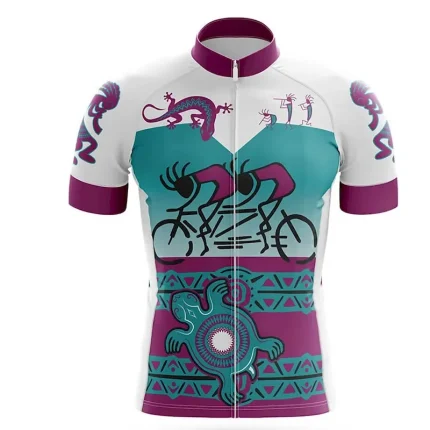 Men's Cycling Jersey Graphic Short Sleeve Bike Jersey Top with 3 Rear Pockets Mountain Bike MTB Road Bike Cycling Quick Dry Reflective Strips Back Pocket Moisture Wicking Sports Violet Yellow Blue - Image 5