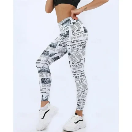 Women's Yoga Pants Yoga Leggings High Waist Pilates Gym Workout Workout Tights Color Block White Green Fall Sports Activewear Stretchy Slim - Image 4