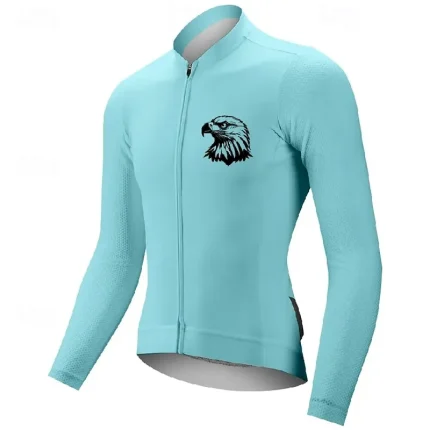 Men's Cycling Jersey Eagle Long Sleeve Bike Tee Tshirt Jersey with 3 Rear Pockets Mountain Bike MTB Quick Dry Anatomic Design Wicking Breathable Sports Dark Pink White Pink Clothing Apparel - Image 5