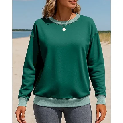 Women's Pullover Sweatshirt Casual Tops Long Sleeve Top Casual Athleisure Fall Color Block Outdoor Travel Sports Sportswear Activewear Apricot Wine Red Black - Image 8