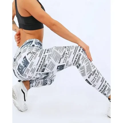 Women's Yoga Pants Yoga Leggings High Waist Pilates Gym Workout Workout Tights Color Block White Green Fall Sports Activewear Stretchy Slim - Image 5