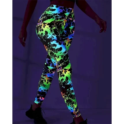 Women's Yoga Pants Yoga Leggings High Waist Pilates Gym Workout Workout Tights Color Block White Green Fall Sports Activewear Stretchy Slim - Image 2