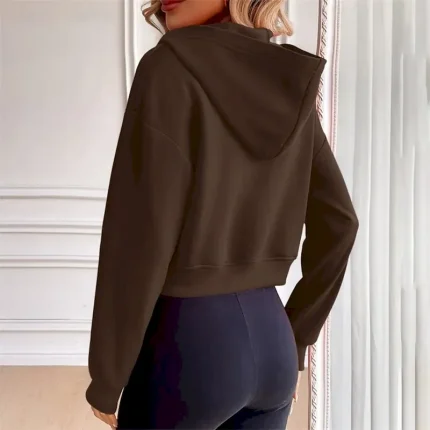 Women's Zip Up Hoodie Hooded Jacket Zipper Pocket Long Sleeve Top Athleisure Fall Solid Colored Windproof Sportswear Activewear White Yellow Royal Blue - Image 8