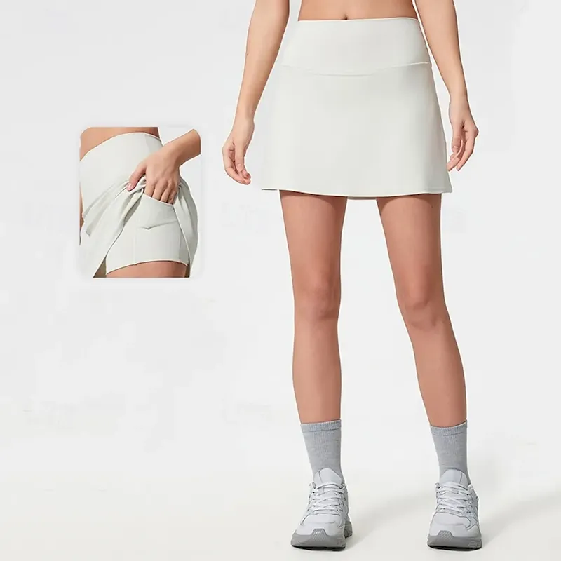 qyzpzf1758703872867.webp Women's Sports Skirt with Tight 2 in 1 Lightweight High Waist Gym Running Fitness Bottoms Solid Color Black White Blue Sports Activewear - Image 1