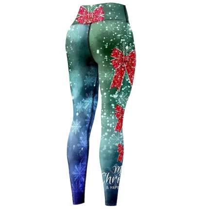 Women's Yoga Pants Butt Lift Tummy Control High Waist Gym Workout Running Fitness Cropped Leggings Christmas Merry Christmas Green Fall Sports Activewear High Elasticity - Image 6