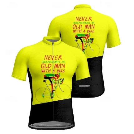 Men's Cycling Jersey Letter & Number Short Sleeve Bike Tee Tshirt Jersey with 3 Rear Pockets Mountain Bike MTB Quick Dry Anatomic Design Wicking Breathable Sports Yellow Blue Purple Clothing Apparel - Image 8