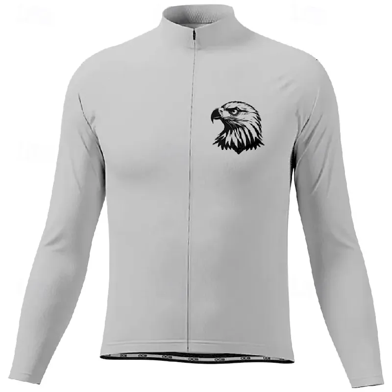 rzhgxu1733726650097.webp Men's Cycling Jersey Eagle Long Sleeve Bike Tee Tshirt Jersey with 3 Rear Pockets Mountain Bike MTB Quick Dry Anatomic Design Wicking Breathable Sports Dark Pink White Pink Clothing Apparel - Image 1