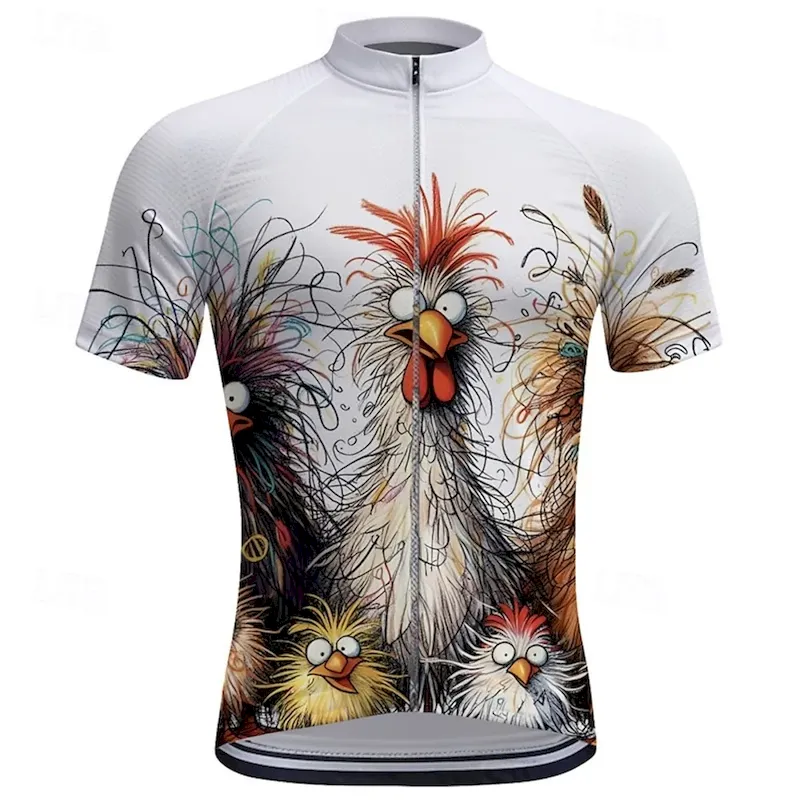 tgmryw1724928570023.webp Men's Cycling Jersey Animal Short Sleeve Bike Tee Tshirt Top with 3 Rear Pockets Mountain Bike MTB Road Bike Cycling Quick Dry Front Zipper Wicking Sports Black White Yellow Clothing Apparel - Image 1